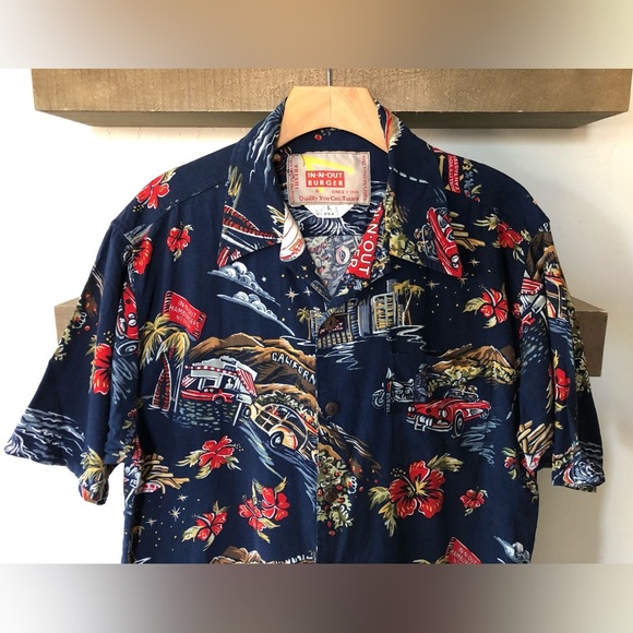 In N Out Burger|Hawaiian Vintage style novelty print button-down shirt•••Retro - Picture 3 of 11